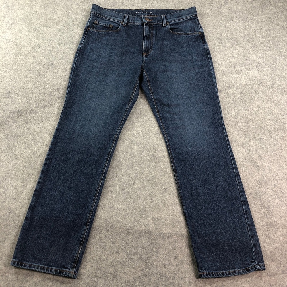 Mott And Bow Mens Jeans 33x30 (fits 34x30) Straight Leg Blue Dark Wash Stretch